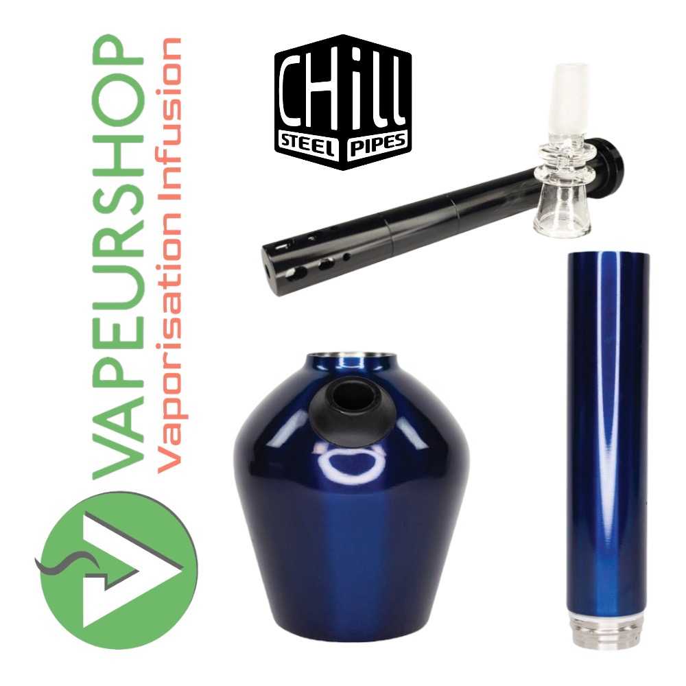 Chill steel pipe Bleu ice bong kit complet