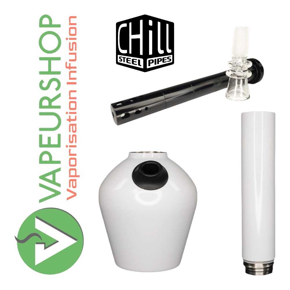 Chill steel pipe Blanc ice bong kit complet