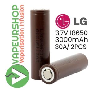 Piles LG HG2 18650 3000mAh 30A / 2PCS pour vaporisateur portable et chauffage induction